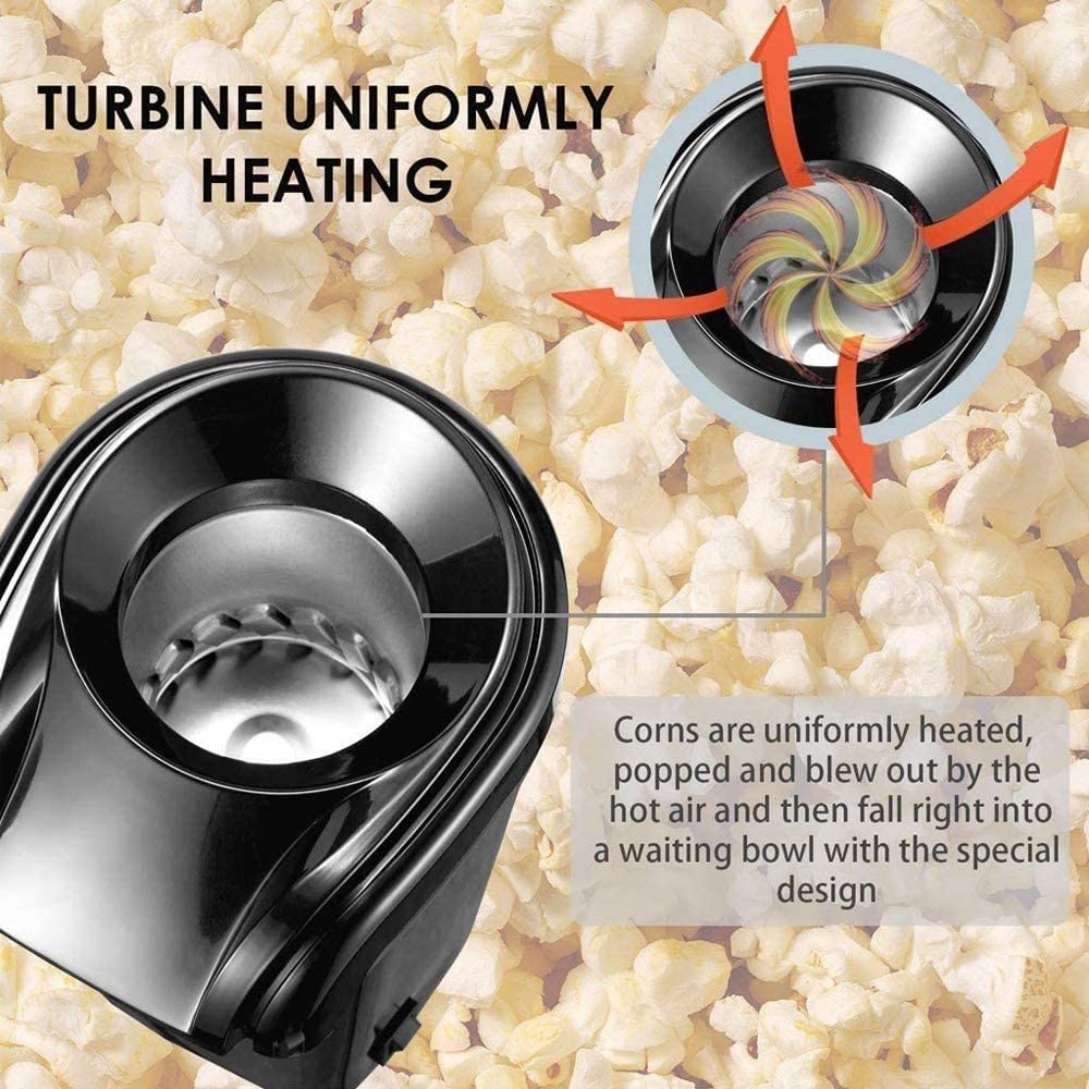 Macchina per Popcorn Macchina per Popcorn Macchina per Popcorn ad Aria Calda da 1100 W per Macchina per Popcorn ad Aria Calda Domestica Senza Olio Grasso per Un Massimo di 120 g di Mais