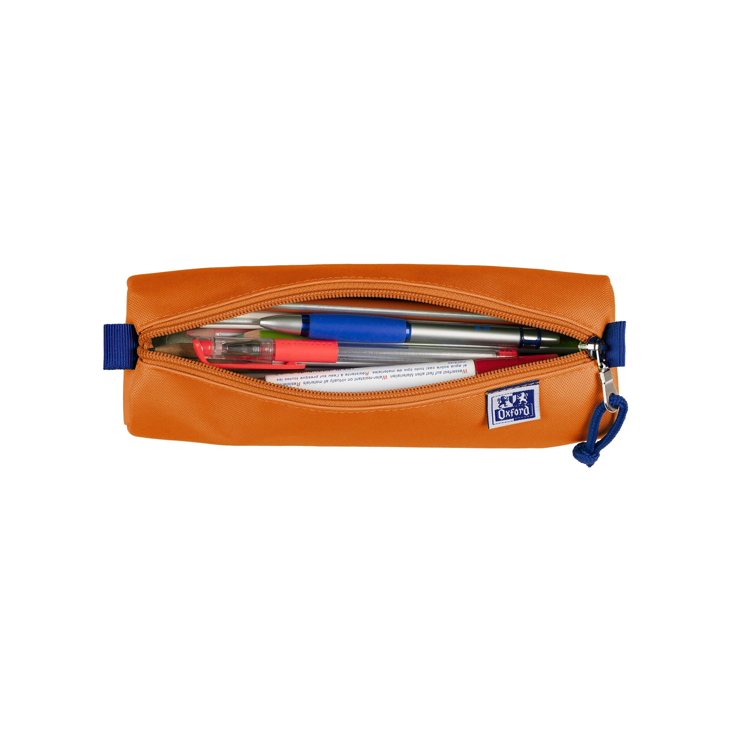 Oxford Girls Boys Pencil Case Diameter 7cm Round Large Durable Orange, 22x7x9cm - Image 2