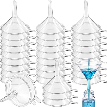 Hoolerry 100 Pcs Small Funnel for Filling Small Bottles 2.16 Clear Plastic Mini Funnels for Lab Bottles Essential Oils Sand Art Bottle Skin Products Perfumes Spices 2.16
