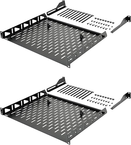 Miniatura 11 de Tecmojo - Estante de rack 1U, estante de rack de 19 pulgadas con 6 pulgadas de profundidad, estante de montaje en rack con topes antideslizantes,
