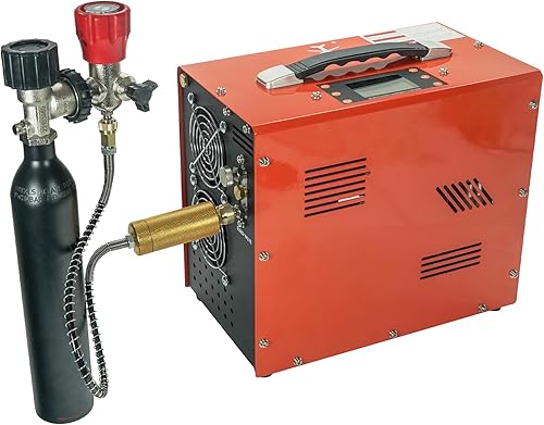 Vista 72 de TUXING Compresor de aire PCP de 4500 PSI, compresor PCP portátil, 12 V CC 110 V/220 V AC PCP Airgun compresor de parada automática, adaptador