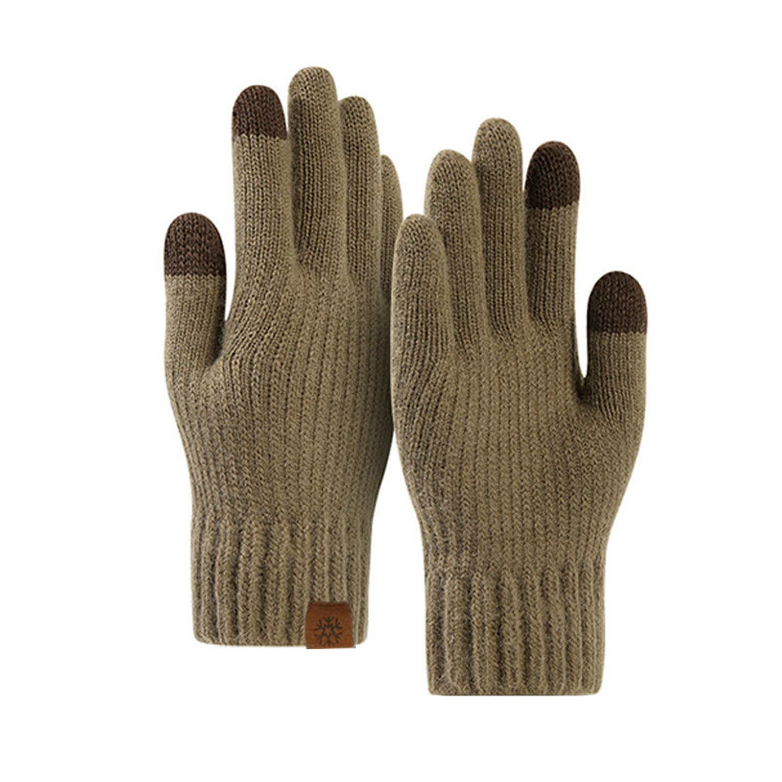 Guantes de pantalla táctil de punto contra el frío en color café