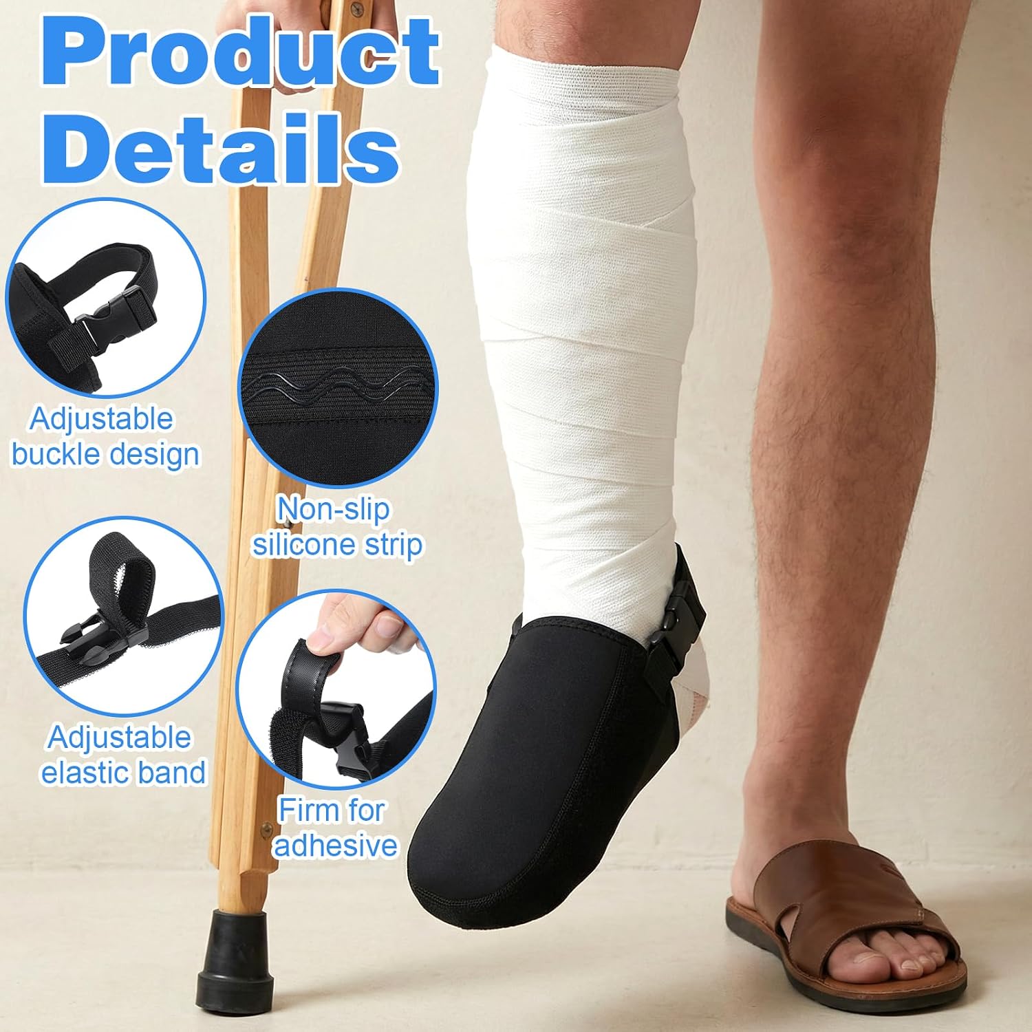 Cast Toe Cover,8.5 X 3.5In Non-Slip Adjustable Cast Sock Cover for Foot,Soft Warm Foots Casts Sock for Women Men, for Leg Casts Covers Foots and Ankle, Black