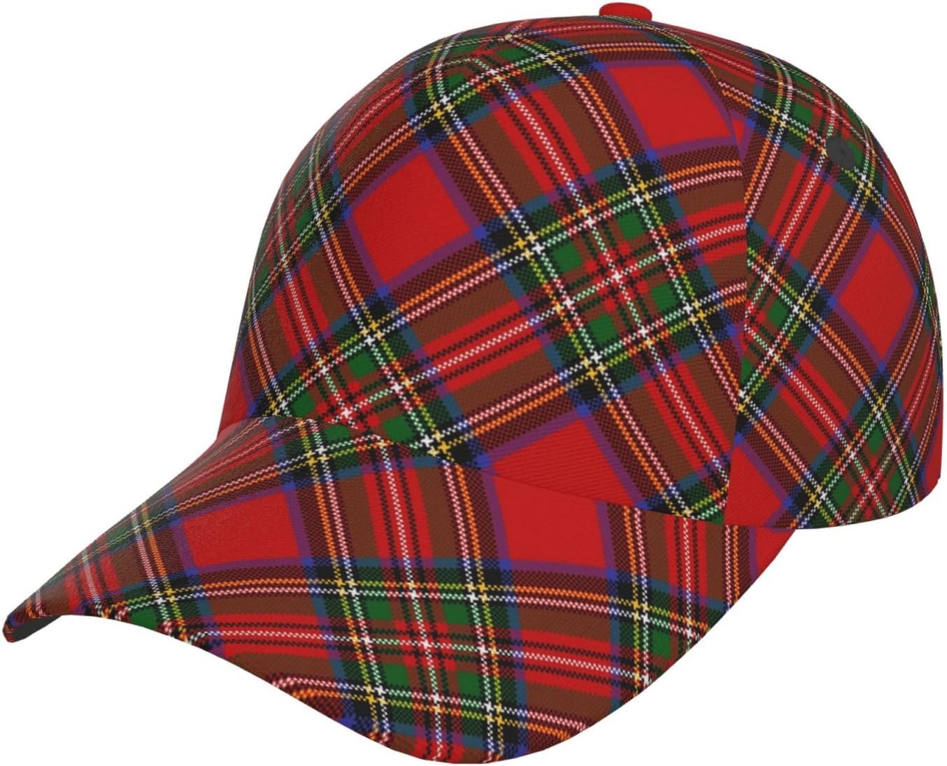 Red Christmas Plaid Baseball Cap Snapback Hats Adjustable Cap Excavator Hat Trucker Hat for Travel Picnic