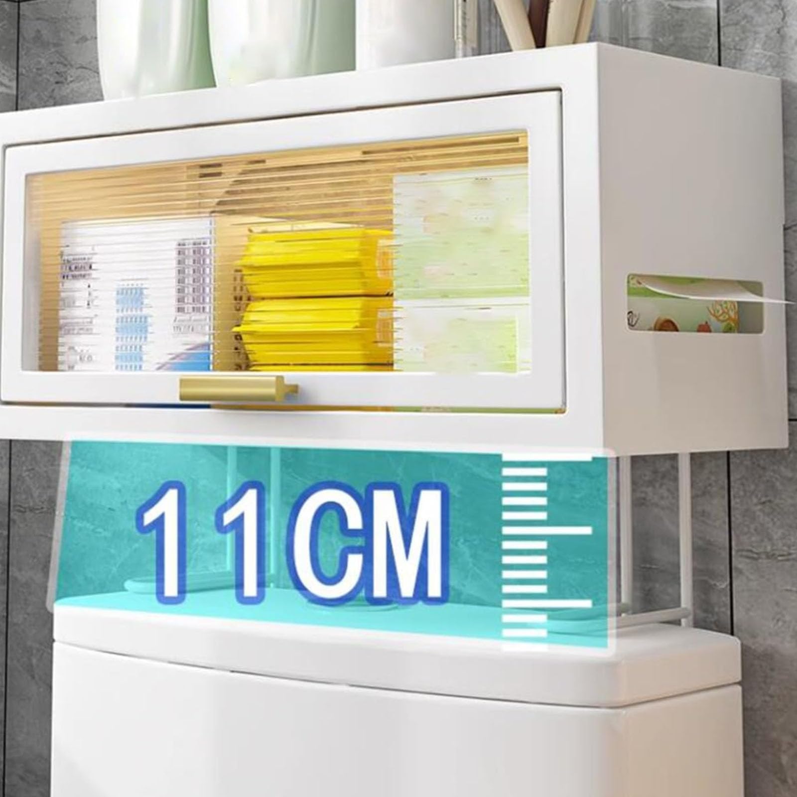 Estante De Almacenamiento sobre El Inodoro con Puertas, Gabinete De Pared Pequeño, Estantes Flotantes Montados En La Pared, Casillero Cosmético para Baño Y Cocina,Blanca,Hanging
