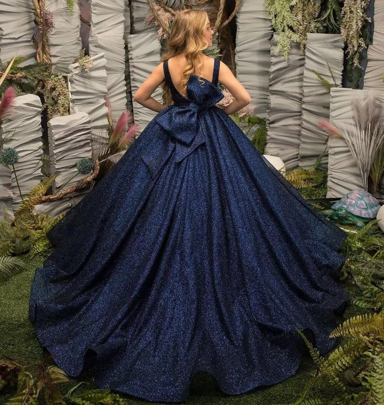 Girls Princess Flower Girl Dress for Wedding Glitter Sleeveless Bow Satin Flower Girl Dress3