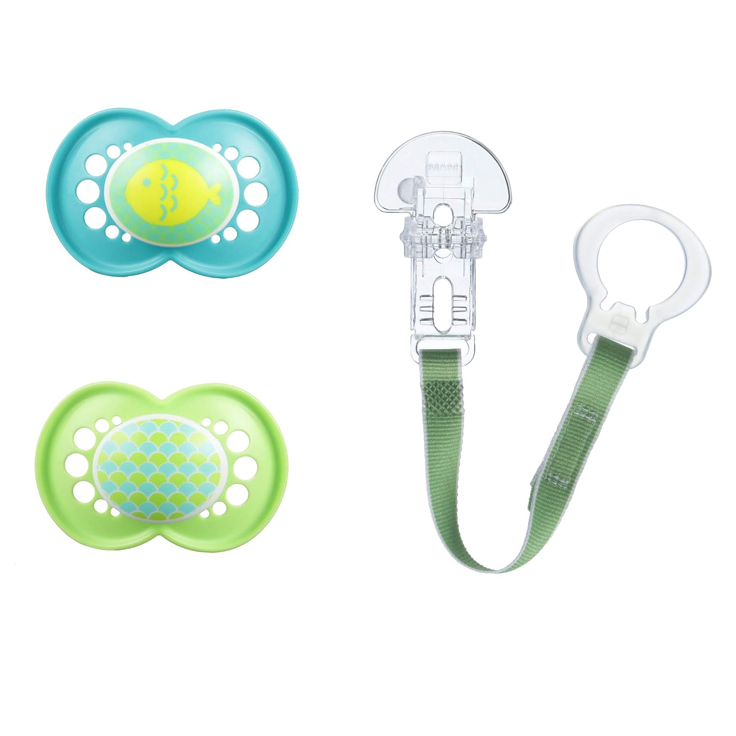 MAM Original Value Pack Baby Pacifier, Nipple Shape Helps Promote Healthy Oral Development, Universal Pacifier Clip, 2 Pacifiers + 1 Pacifier Clip, 6-16 Months, Trends/Unisex