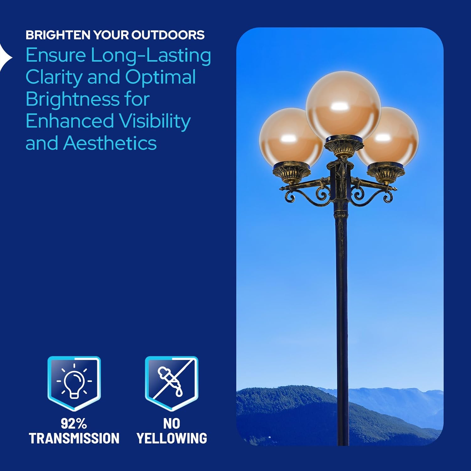 KASTLITE 6" Bronze Acrylic Lamp Post Globe | Smooth Textured with 3.14" Screw Neck | Manufactured in the USA | Plastic Light Cover - Not Glass