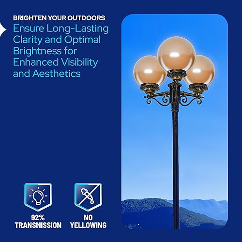 Vista 32 de KastLite Globo de poste de lámpara acrílica blanca de 6 pulgadas Textura suave con cuello de ajuste de 3.14 pulgadas Fabricado en los Estados