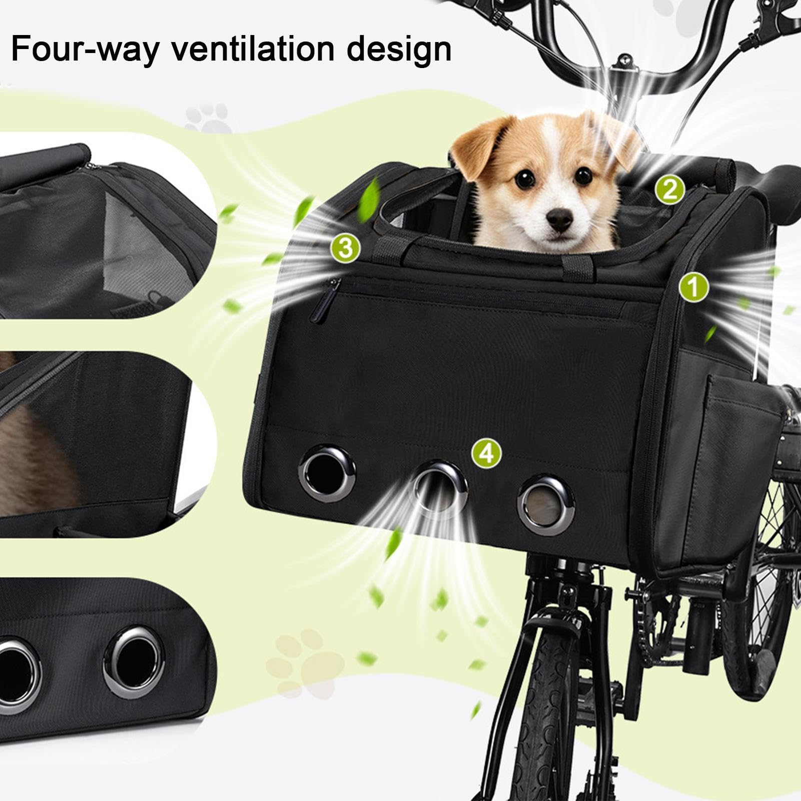 Cestino Per Cani Da Bicicletta Con Di Sicurezza Zaino A Lati Morbidi | Borsa Da Trasporto Cuccioli Bici Valigia Bicicletta Viaggio Campeggio Cavalcare Passeggiate
