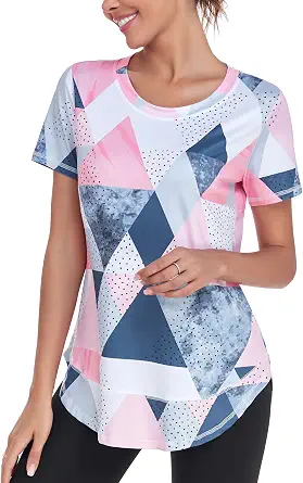 Women's Short Sleeve Workout Crew Neck Running Tee with Side Slit