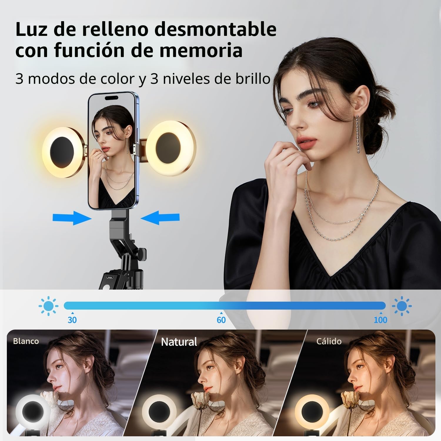 yAyusi Kit de Videoblog para iPhone/Android, Youtuber Kit, con 360° Rotación Seguimiento Facial Automático Trípode para Smartphone, Micrófono, Luz de Relleno y Control Remoto