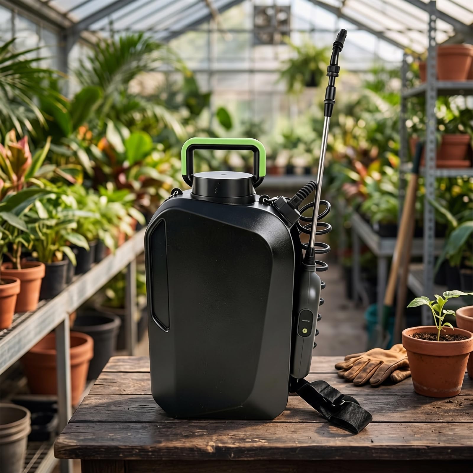 Pulverizador Eléctrico Mochila Jardín 12L Atomizador Rociador Aspersor Recargable con Enrollada Flexible y Gatillo Cómodo y Estable Adecuado para