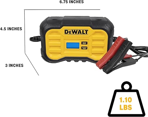Miniatura 2 de DeWalt DXAEC10 Cargador de batería profesional de 10 amperios, mantenedor de batería, cargador de batería