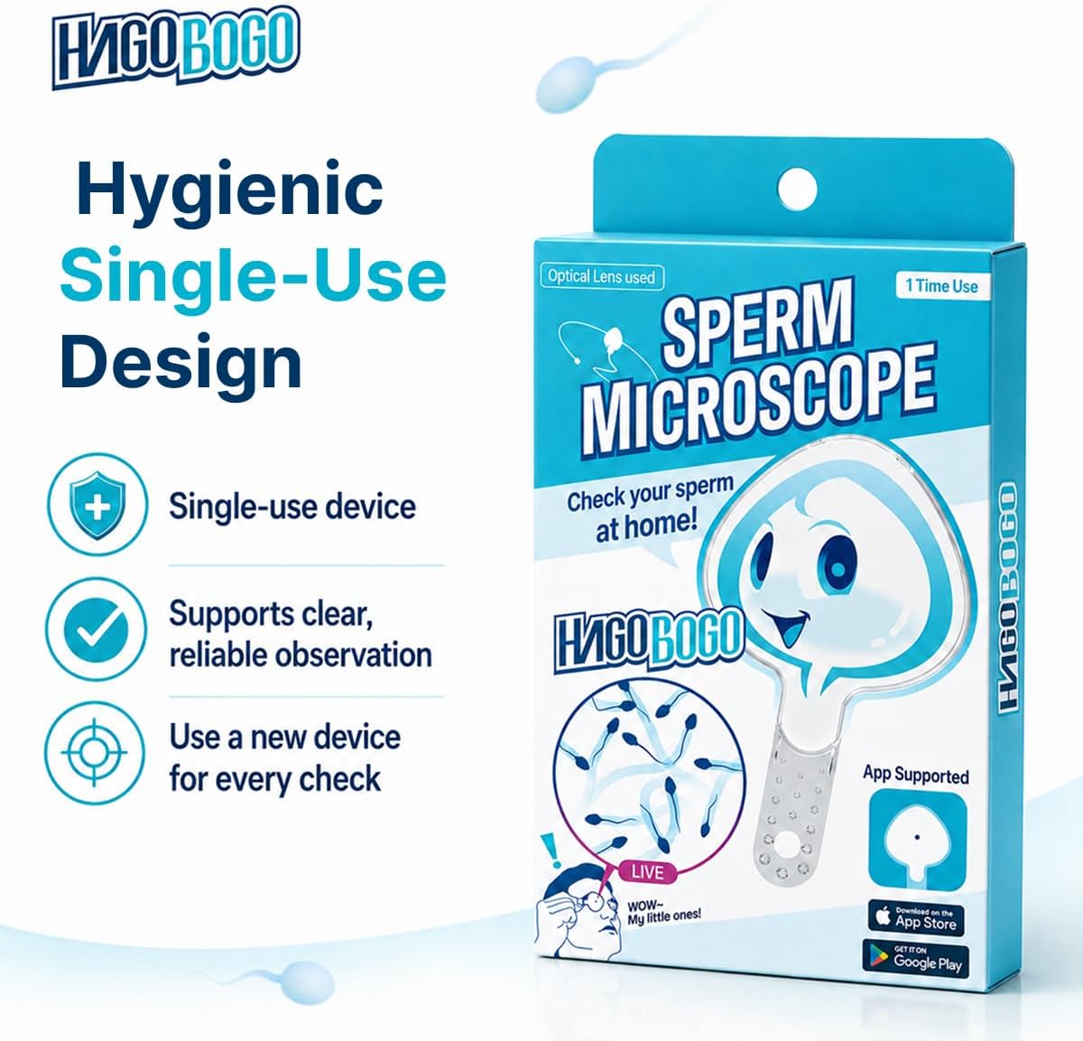Single-Use Sperm Observation Kit for Men | At-Home Fertility Test | Easy-to-Use Sperm Motility Check | App-Supported | Hygienic & Private | Family Planning (1 Pack)