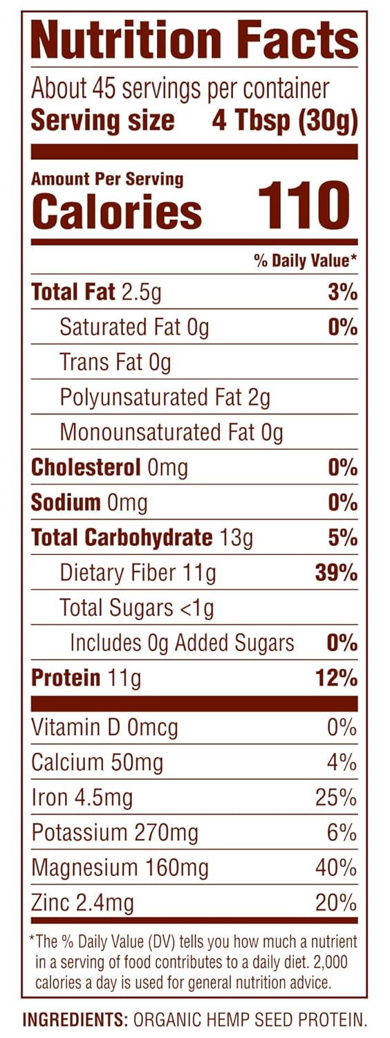 Nutiva USDA Organic Cold-Pressed Raw Hemp Seed Plant Protein with Hi-Fiber and Essential Amino Acids Powder, Non-GMO, Whole 30 Approved, Vegan, Gluten-Free & Keto, 3 Pound