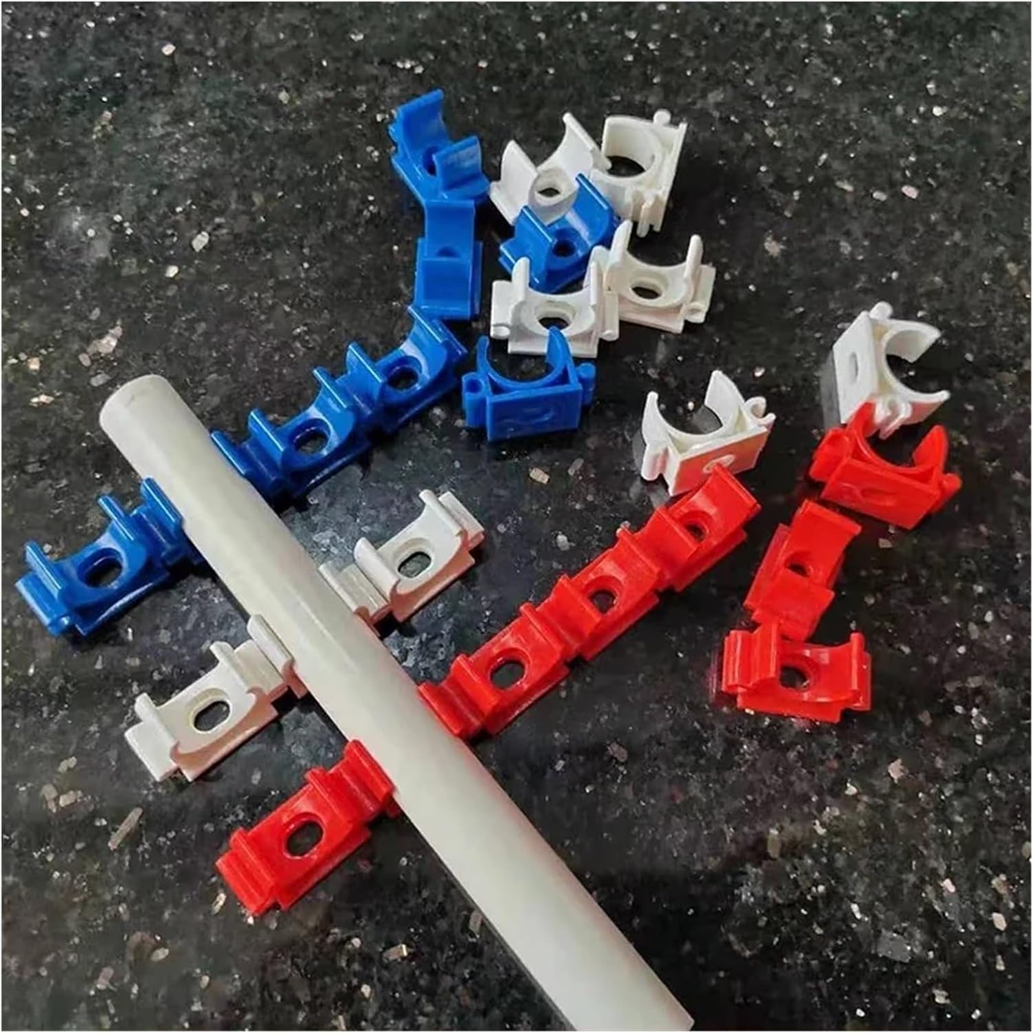 PVC Water Pipe Clamps Clips Support Tubing, 50Pcs 16mm 20mm Diameter PVC Pipe Clamp Connector Plastic Tube Fittings U Type Water Hose Connectors Garden Accessories(Red 50pcs,16mm 50pcs)