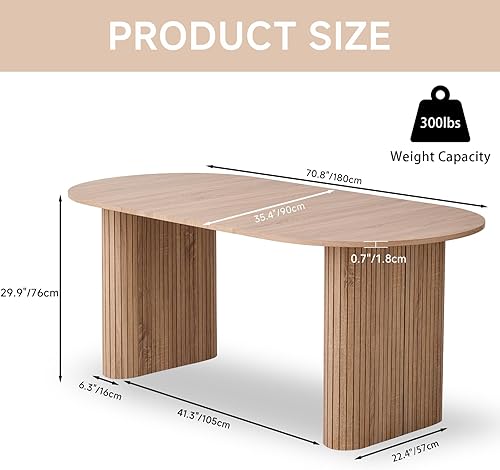 Miniatura 2 de Mesa de comedor moderna de 70.8 pulgadas para 6 y 8 personas, mesa de comedor de cocina de granja con mesa grande para comedor, sala de estar,