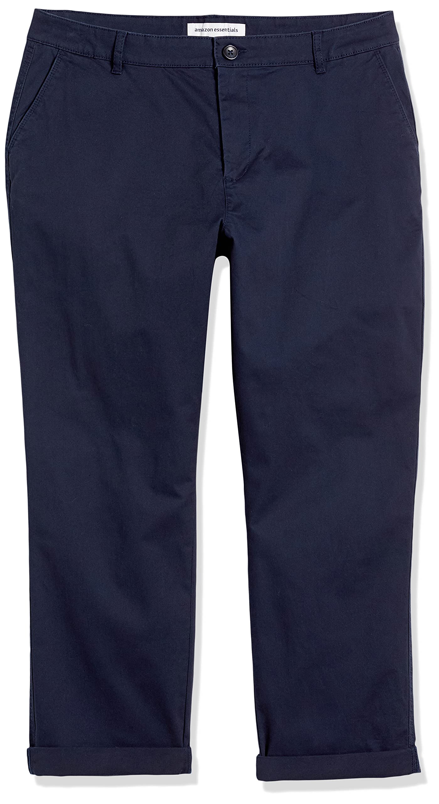 Amazon Essentials Pantalon Chino Court et Extensible, Taille Mi-Haute, Coupe Cintrée et Jambes Fuselées (Disponible en Grandes Tailles) Femme