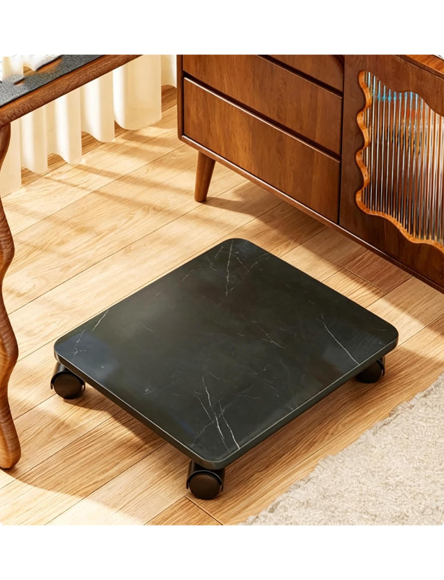 Support mobile avec roues noir de 40x45cm pour optimiser l'espace au bureau