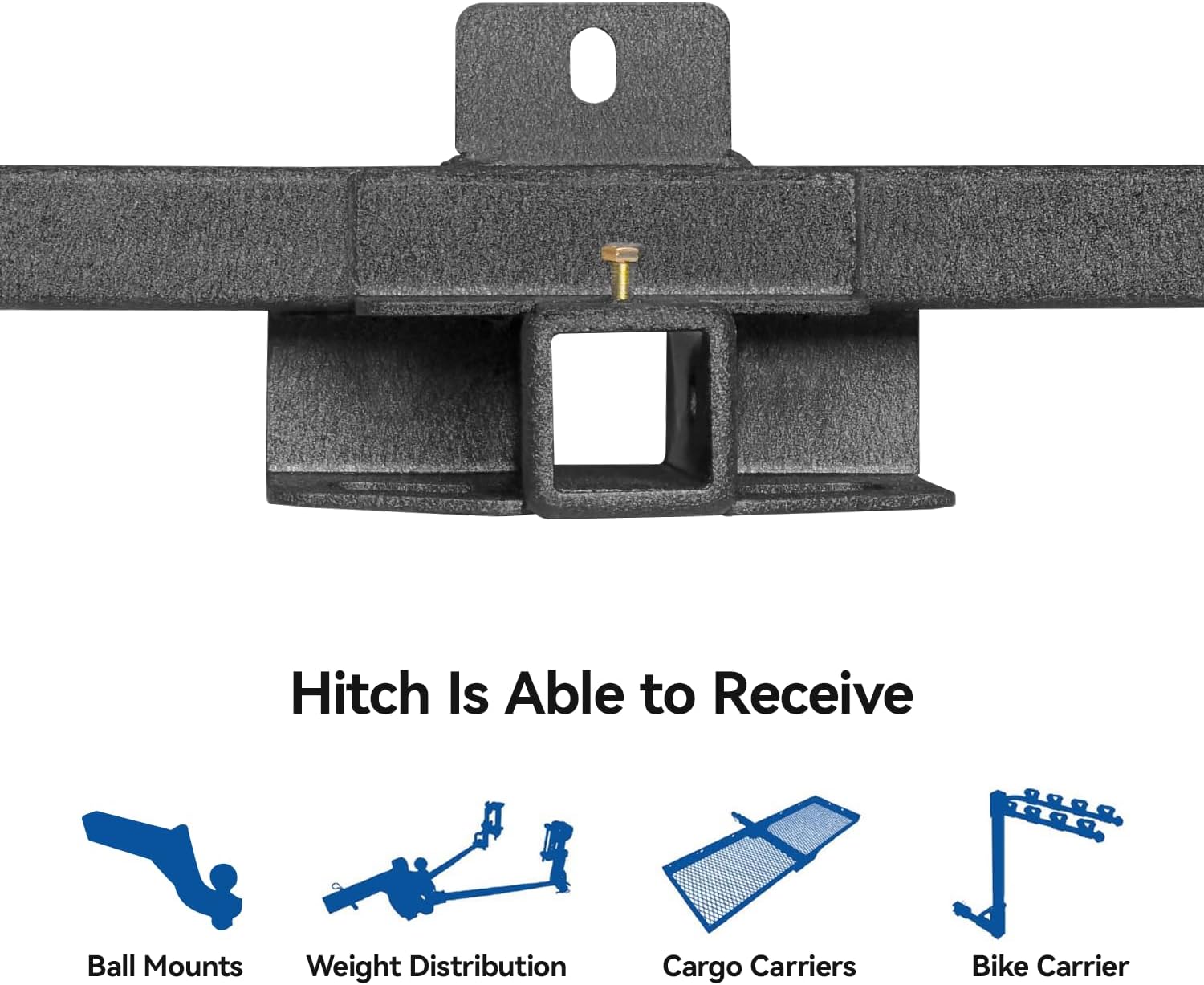 Trailer Hitch Black Steel Compatible with 2001 2002 2003 2004 2005 2006 Acura MDX and 2003 2004 2005 2006 2007 2008 Honda Pilot w/2” Hitch Receiver
