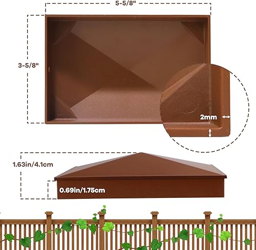 Miniatura 52 de Azdele True - Tapa de poste piramidal de aluminio resistente de 6 x 6 pulgadas, recubrimiento en polvo negro mate solo para postes de madera de 6 x