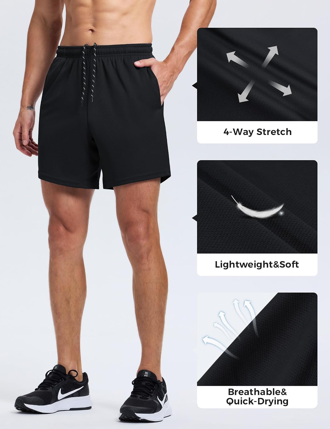 3 Pack Men's Athletic Shorts 7 Inch Quick Dry Workout Gym Shorts Lightweight Sports Running Short for Men with Pockets