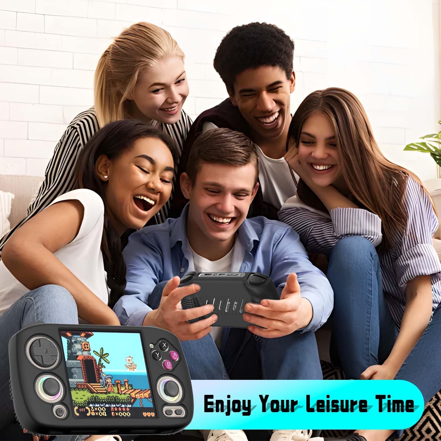 for Anbernic RG CubeXX Silicone Case, Soft Protective Cover Case for RG Cube XX, Drop & Scratch Resistant Washable for RGcubeXX Retro Handheld Game Console Accessories with Lanyard (Black)