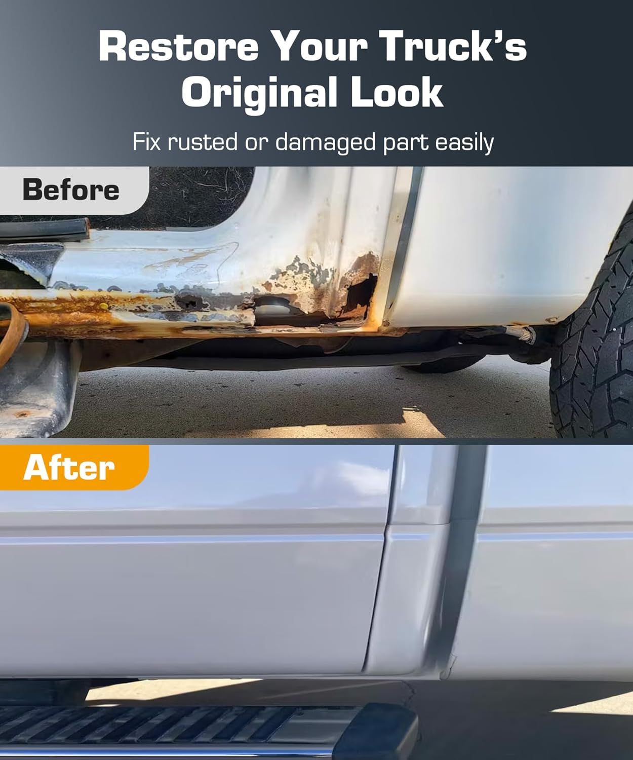 Rocker Panel & Cab Corner Fit for 2009-2014 F150 Crew Cab Super Crew Rust Repair Replacement Lower Body Panel Metal Sheet DIY Truck Restoration