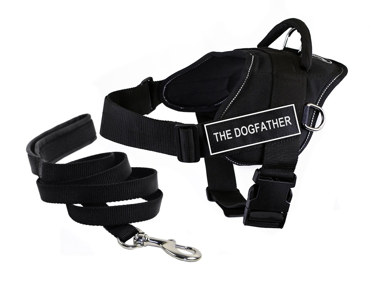 Harnais DT Fun The Dogfather pour éviter les tractions douloureuses avec laisse confortable 1.8m