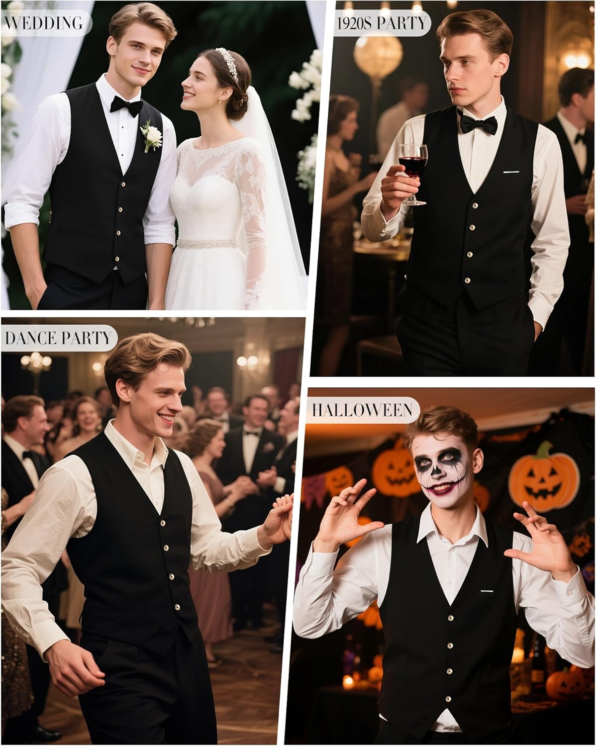 Men's Suit Vest Mens Classic Casual Business Dress Vests with Pockets for Business Formal Wedding Prom - Image 6