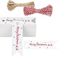 Vista 13 de G2PLUS 100 mini etiquetas de regalo de papel kraft con cuerda, etiquetas de regalo de papel en blanco de 2.8 x 0.8 pulgadas, etiquetas colgantes