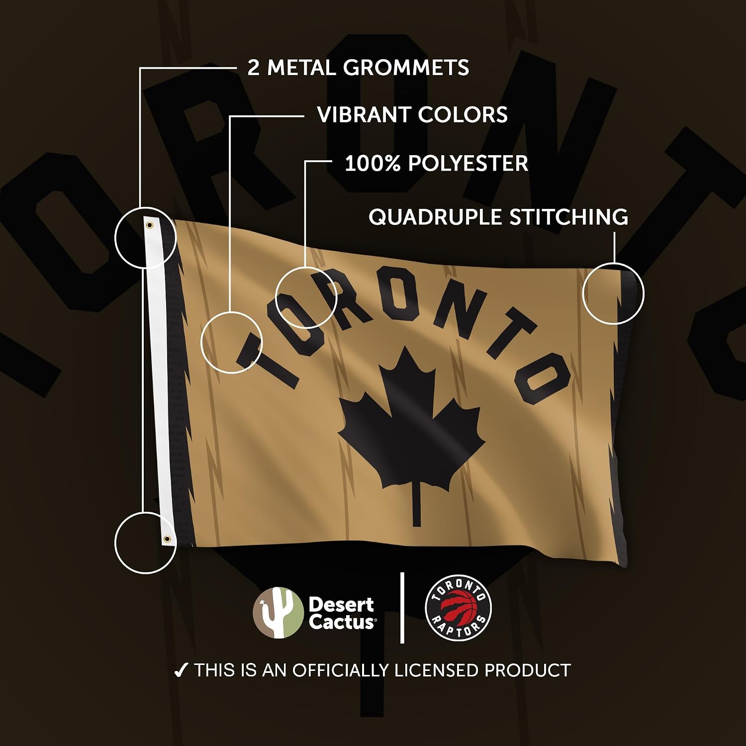 Desert Cactus Toronto Raptors Flag NBA 100% Polyester Indoor Outdoor 3x5 feet National Basketball Association Team Flags (Flag City Edition 2023 A)