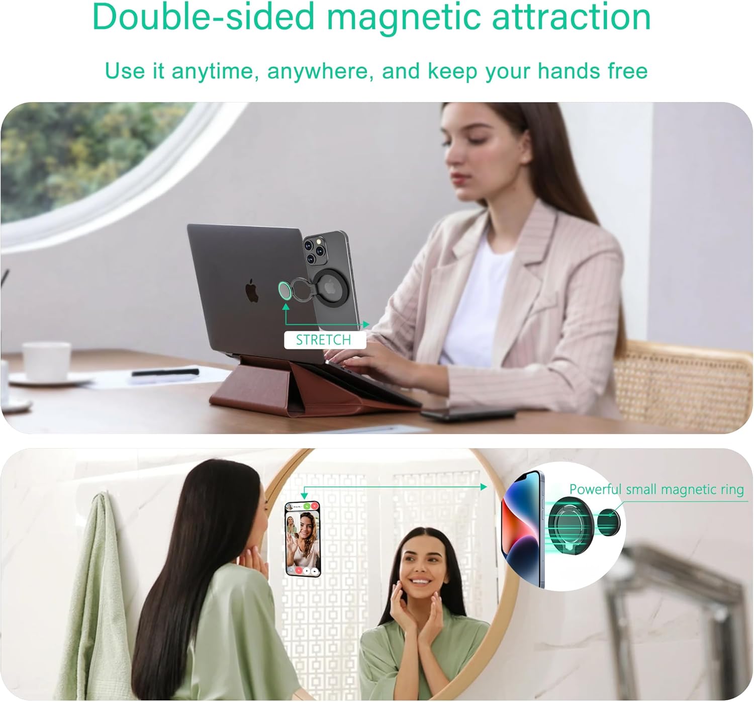 ONES Luminous Phone Holder with Night Light with MagSafe, Strong Magnetic Phone Grip Ring Holder, 360° Rotatable, Foldable Stand Ring Holder for Smartphones Like iPhone 17/16/15/14, Samsung S23/24/25