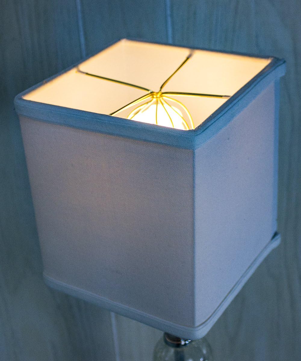 6x6x7 White Square Drum Lampshade Linen - Perfect for small table lamps, desk lamps, and accent lights -Medium, White