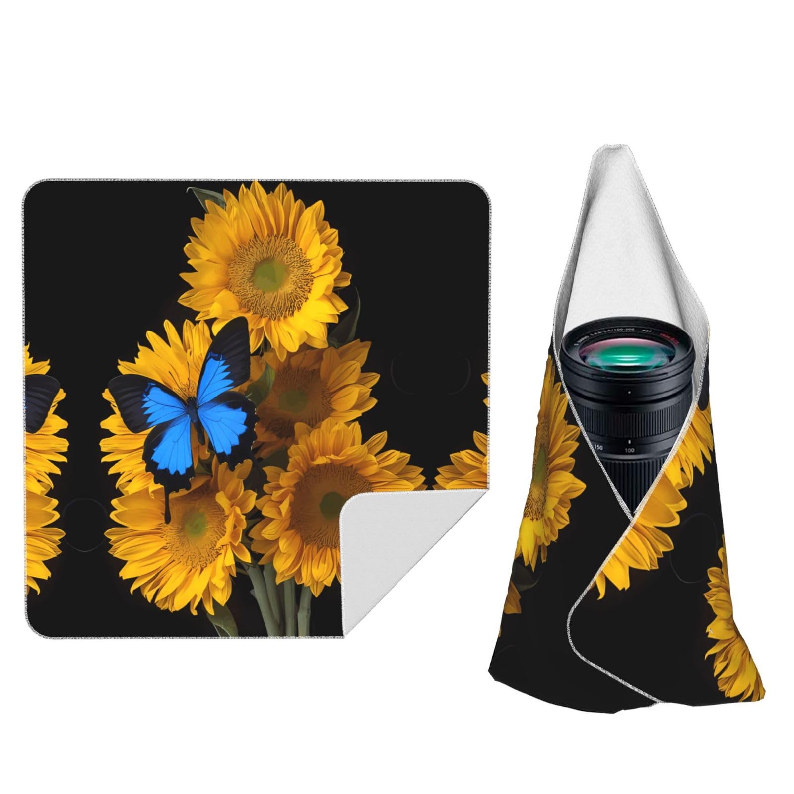 ZhaoYuGoods Yellow Sunflowers with Blue Butterflies Camera Wrap Cloth