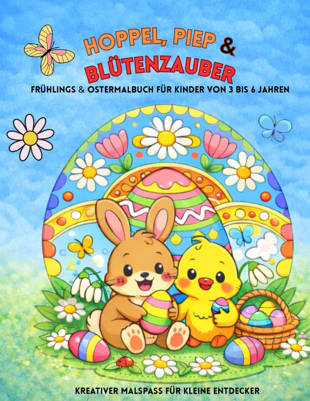 Hoppel, Piep & Blütenzauber: Oster-Malbuch mit Tieren, Blumen & Frühlingsmotiven für Kinder von 3–6 Jahren
