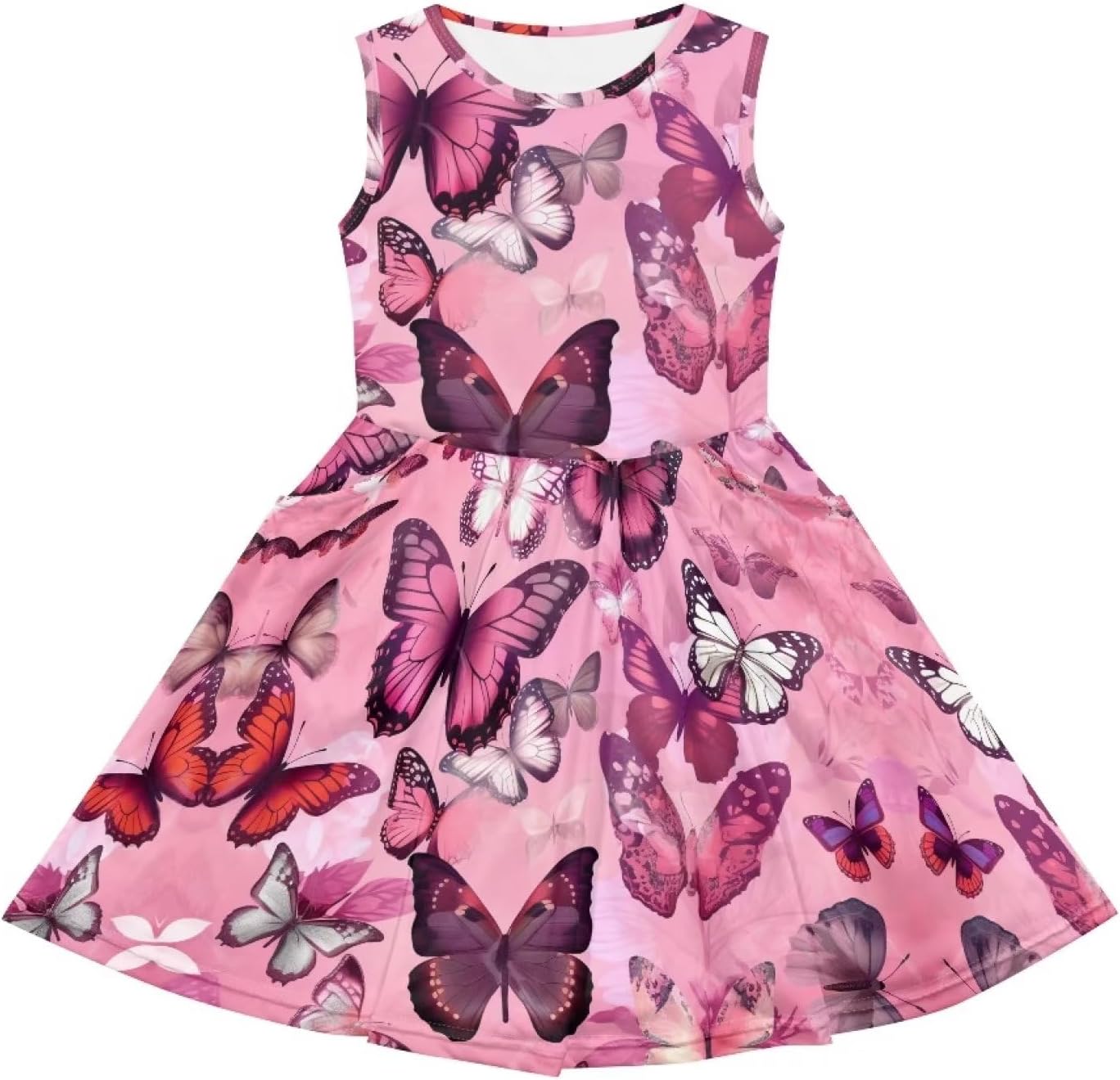 Cute Floral Sundress for Girls Comfy Soft Swing Loose Fit Sleeveless Summer Dress with Pockets