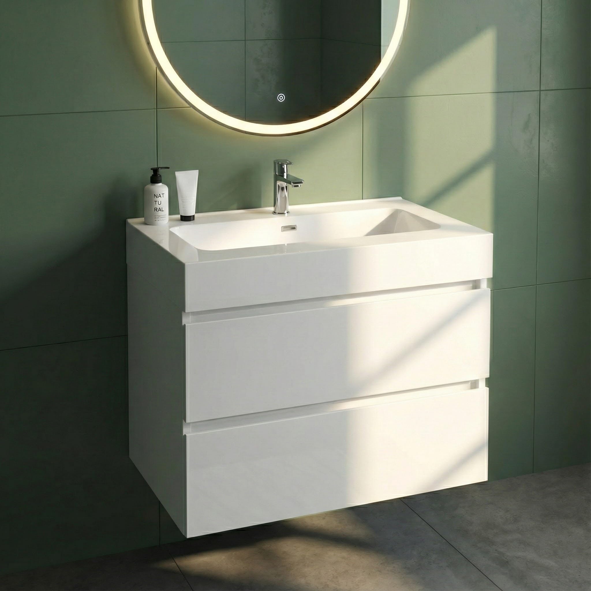 BLUHOUZZ Alice Pre Assembled 24 Inch Bathroom Vanity with Sink, Large Storage Wall Mounted Floating Bathroom Vanity with Overflow - The Ultimate