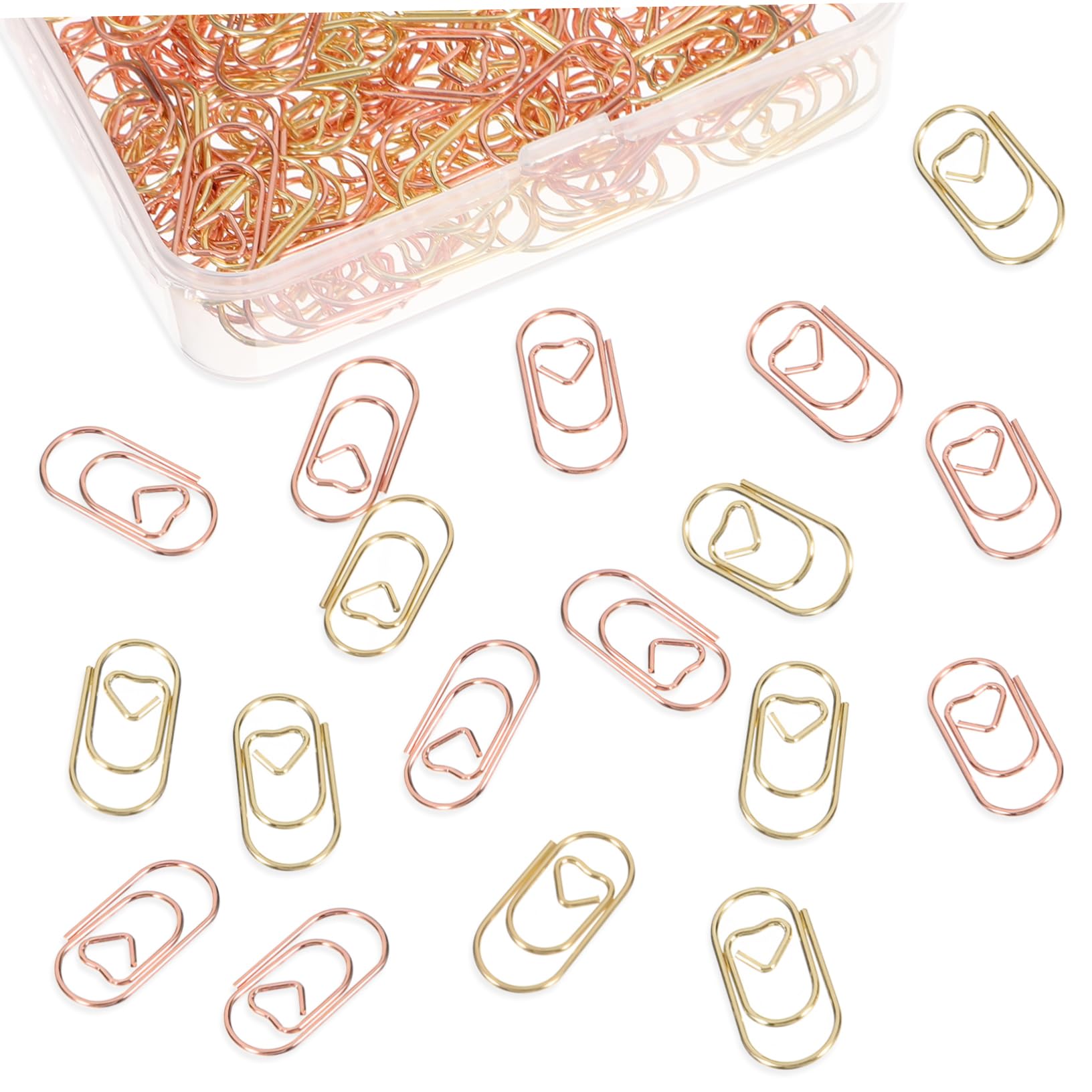 NUOBESTY 800 Stk Liebe Büroklammer Büromaterial Für Frauen Büroklammern Klein Wiederverwendbare Büroklammern Kleine Heftklammern Lesezeichen-clips Bastelklammern Niedlich Roségold Metall