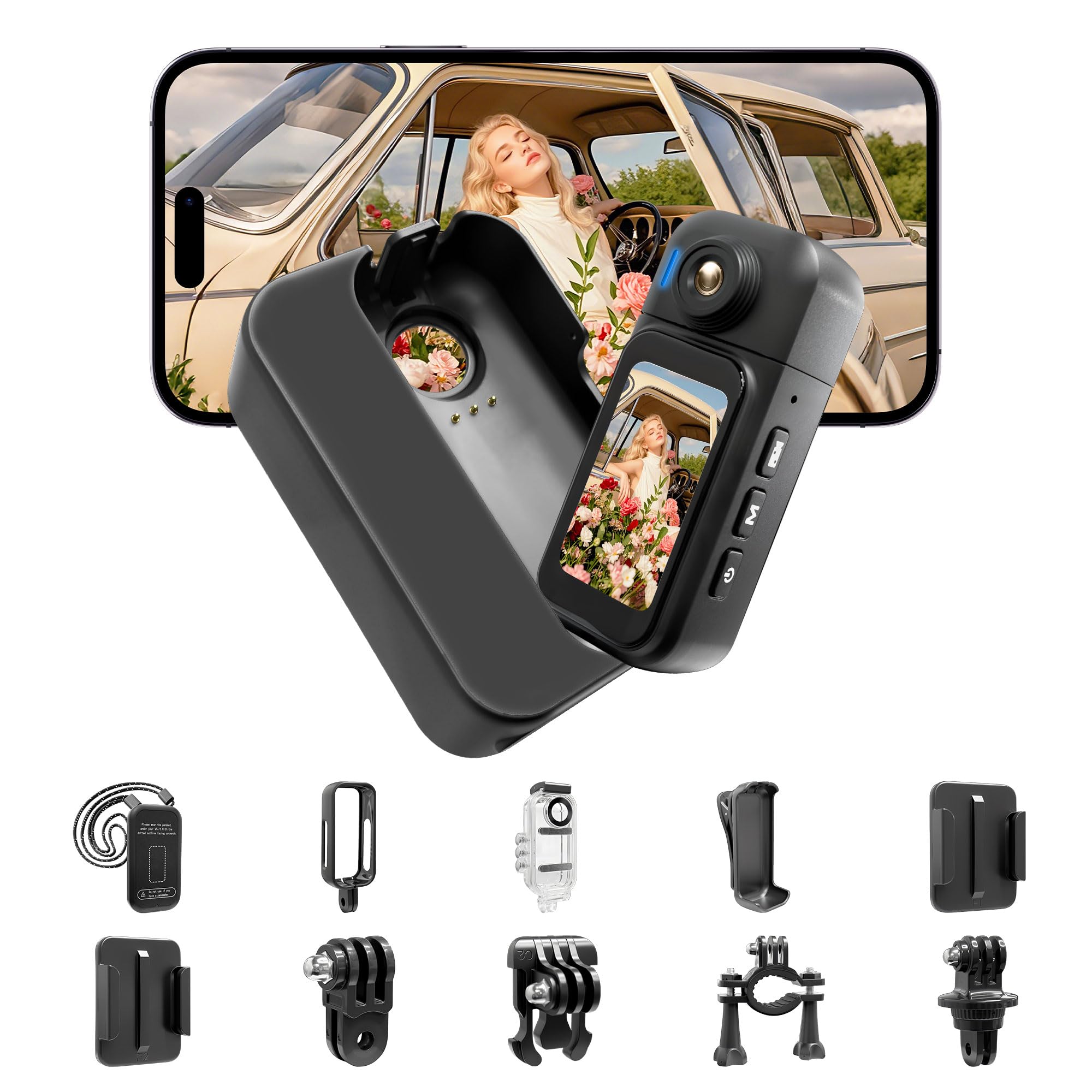 Tiantianle Action Cam,Bodycam 1080P,Mini Action Camera,Telecamera Sportiva Impermeabile 30M,Telecamera portatile,Display Touchscreen da 1,47'' Videocamera da Casco per Motociclista - 2