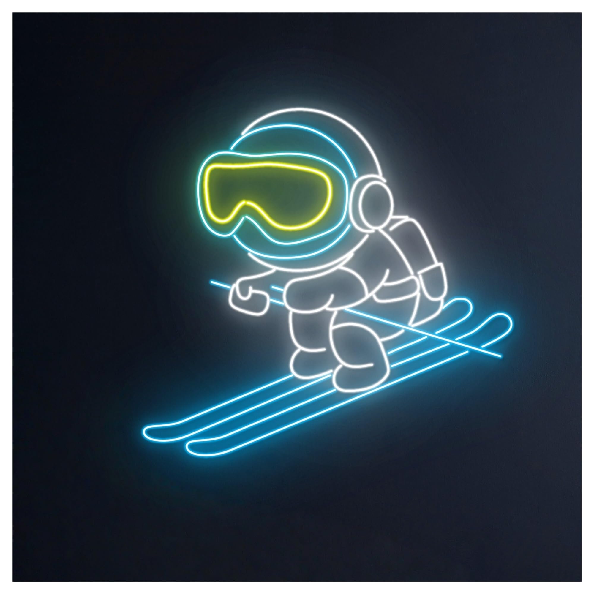 RONGCH Hanging Art Neon Signs Astronaut Skiing Neon Sign, Suitable for Sport Room Decor with Dimmable 53cm
