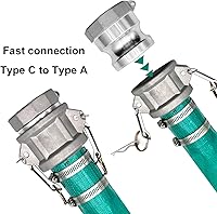 Vista 5 de SAFBY Manguera de descarga de agua para bomba con accesorios de aluminio Camlock A C E F, manguera de drenaje de retrolavado resistente de tres