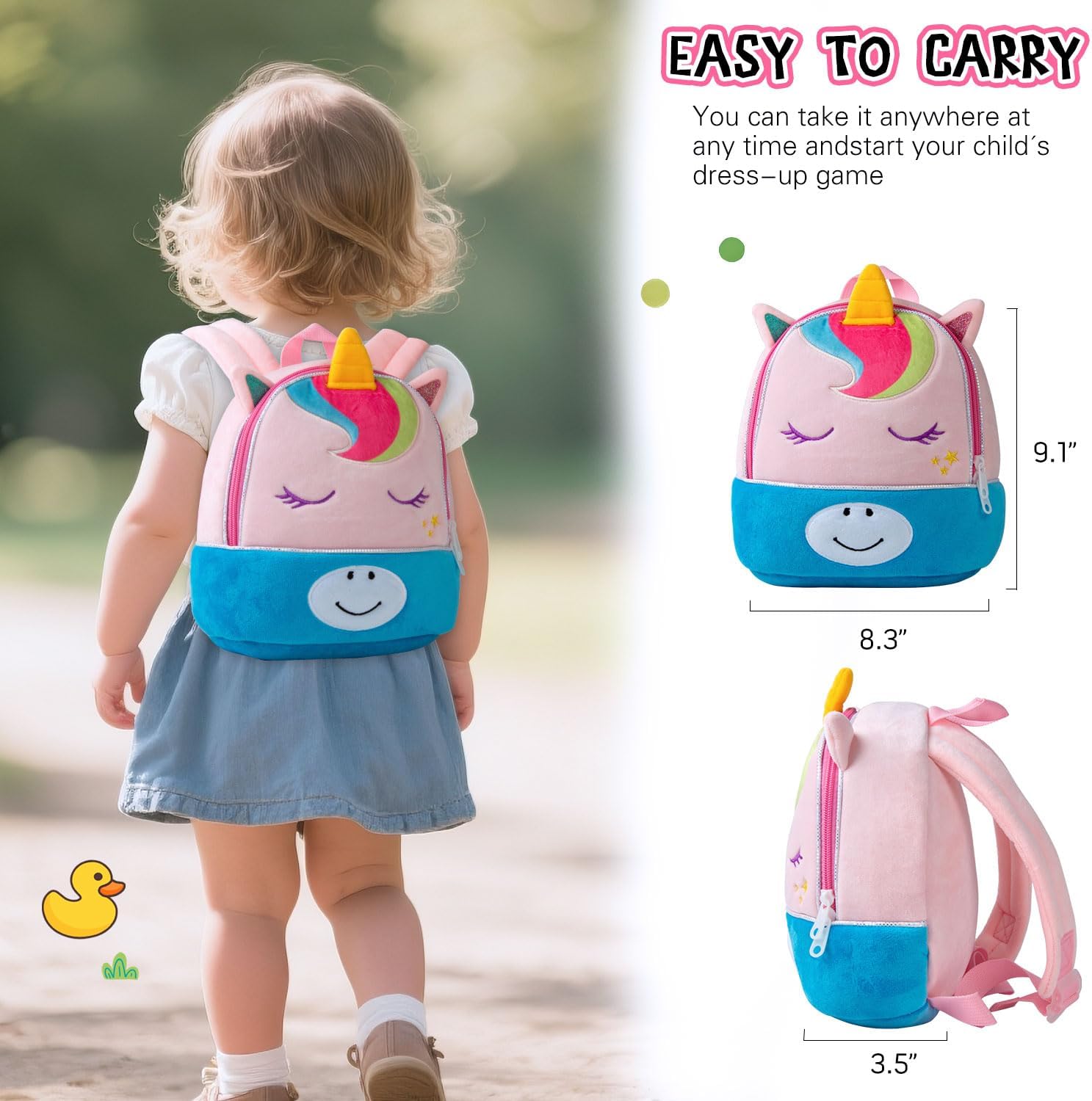 10 Pcs Reborn Baby Doll Diaper Bag Care and Feeding Set for 17-24 inches Reborn Dolls Accessories Newborn Baby Girl with Unicorn Backpack