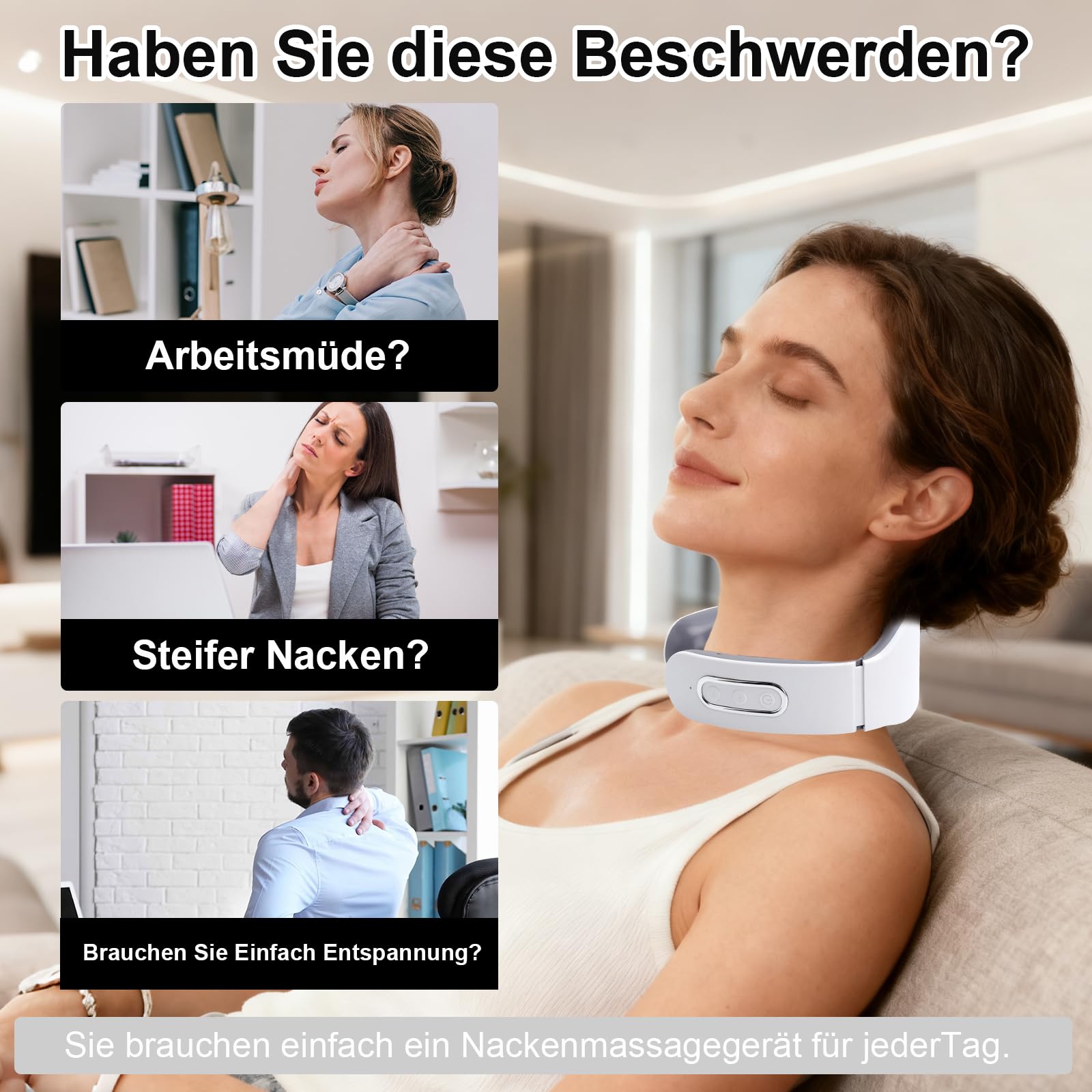 TNSLAND Cuello 11 en 1, solución cervical portátil con calefacción, masajeador de cuello con calor, 6 modos, 9 niveles de intensidad, masajeador para hombre y mujer