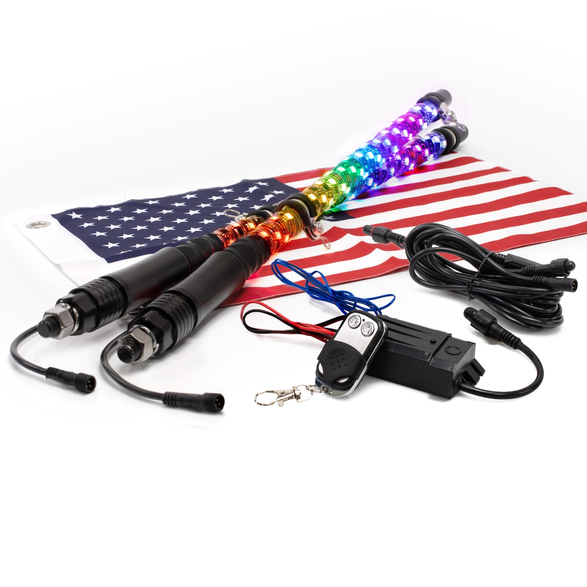 True MODS 2pc 2ft Spiral RGB LED Whip Light for UTV ATV Bluetooth App Pole