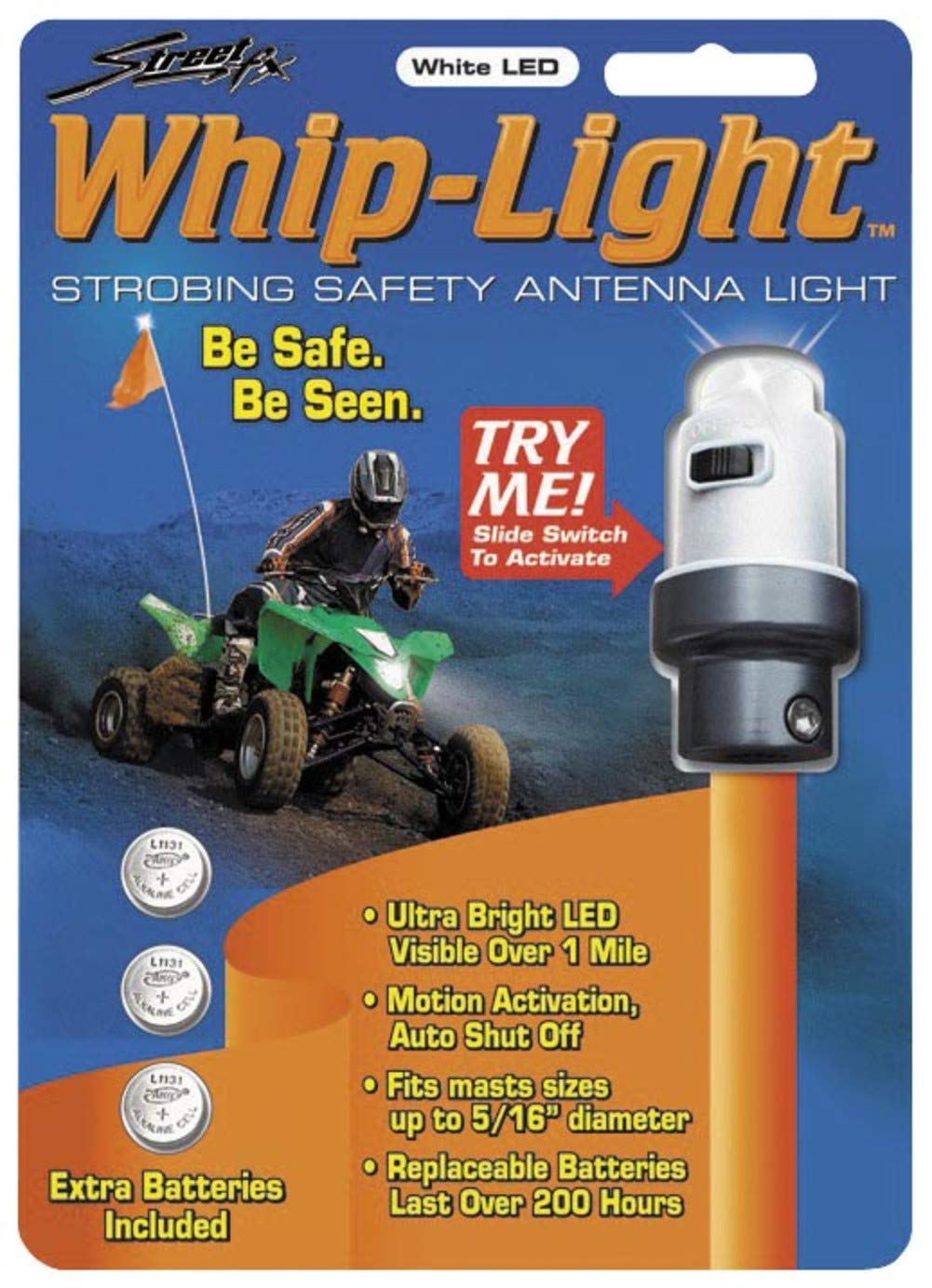 Street FX 1044305 White ATV Antenna Whip Light