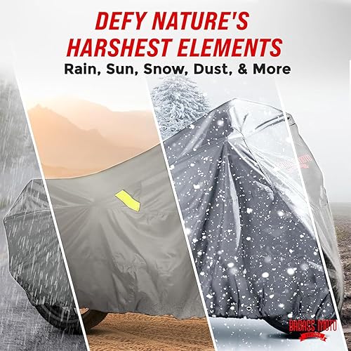 Vista 55 de Cubierta de protección para motocicleta de la marca Badass Motogear, con rayas reflectantes de seguridad nocturnas, escudos de calor, con badass