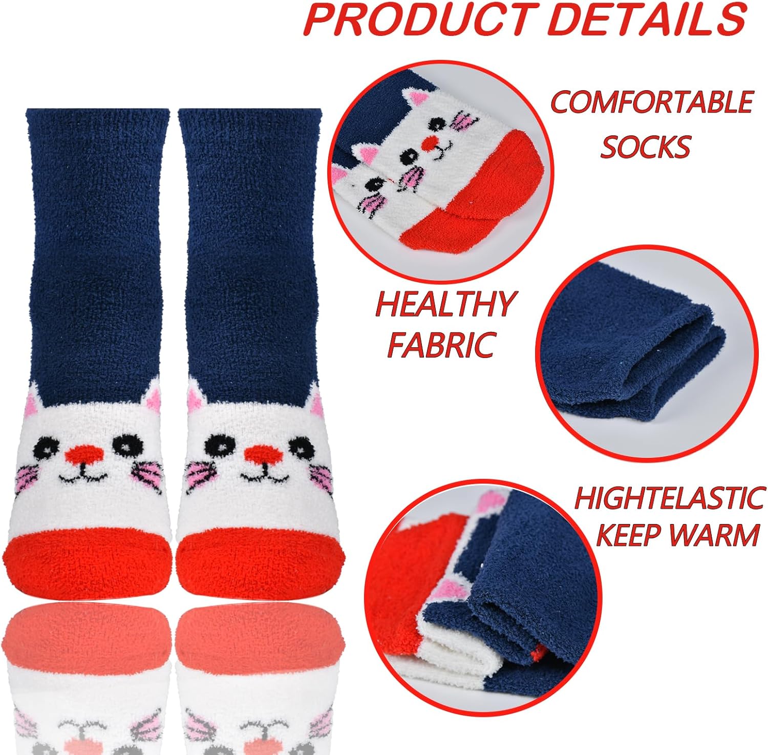 Fun Cute Dog Cat Fuzzy Socks for Women Adults Girls Winter Fluffy Soft Warm Cozy Slipper Socks Christmas Holiday Gift - Image 4