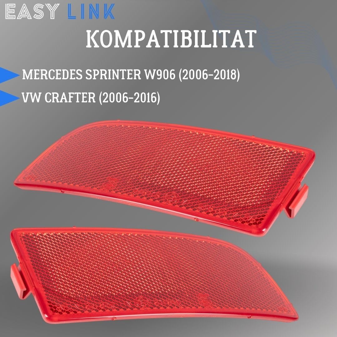 EffiFish 4 Stück Sprinter W906 Heckstoßstangen-Reflektor-Licht, Für